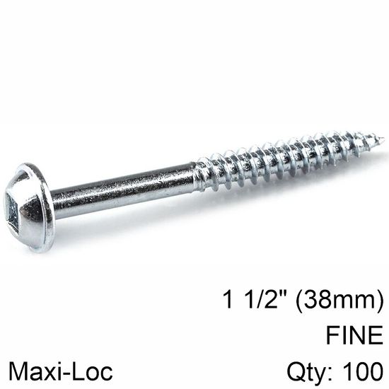 KREG Zinc Pocket Hole Screws 38mm 1.50' #7 Fine Thread Mx Loc 100ct